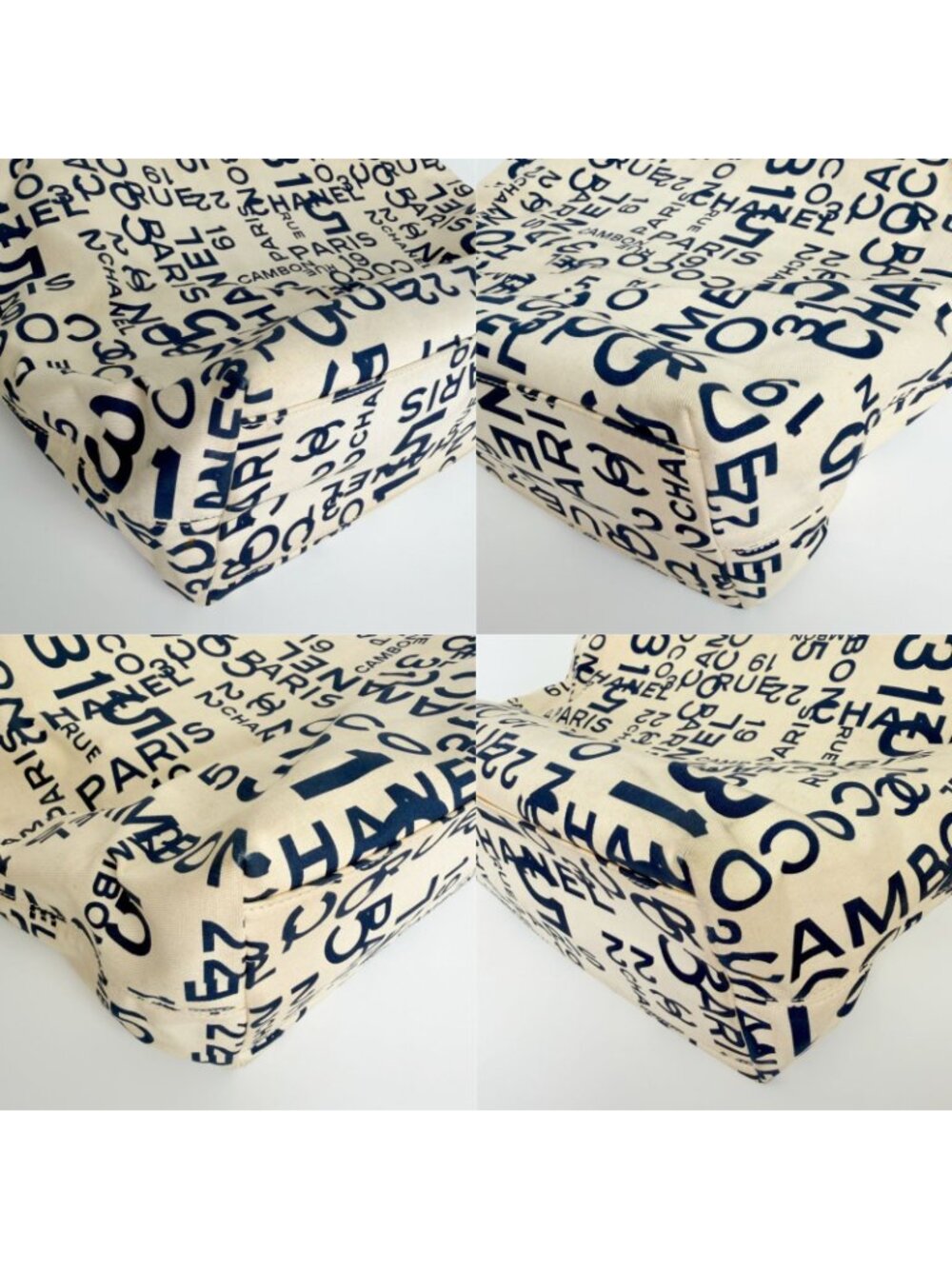 Chanel Logo Mania Typography Tote Canvas Ivory Vintage - Picture 11 of 16